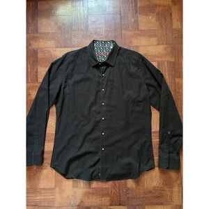 Robert Grahams All Black Classic Long Sleeve Shirt Men's Size XL